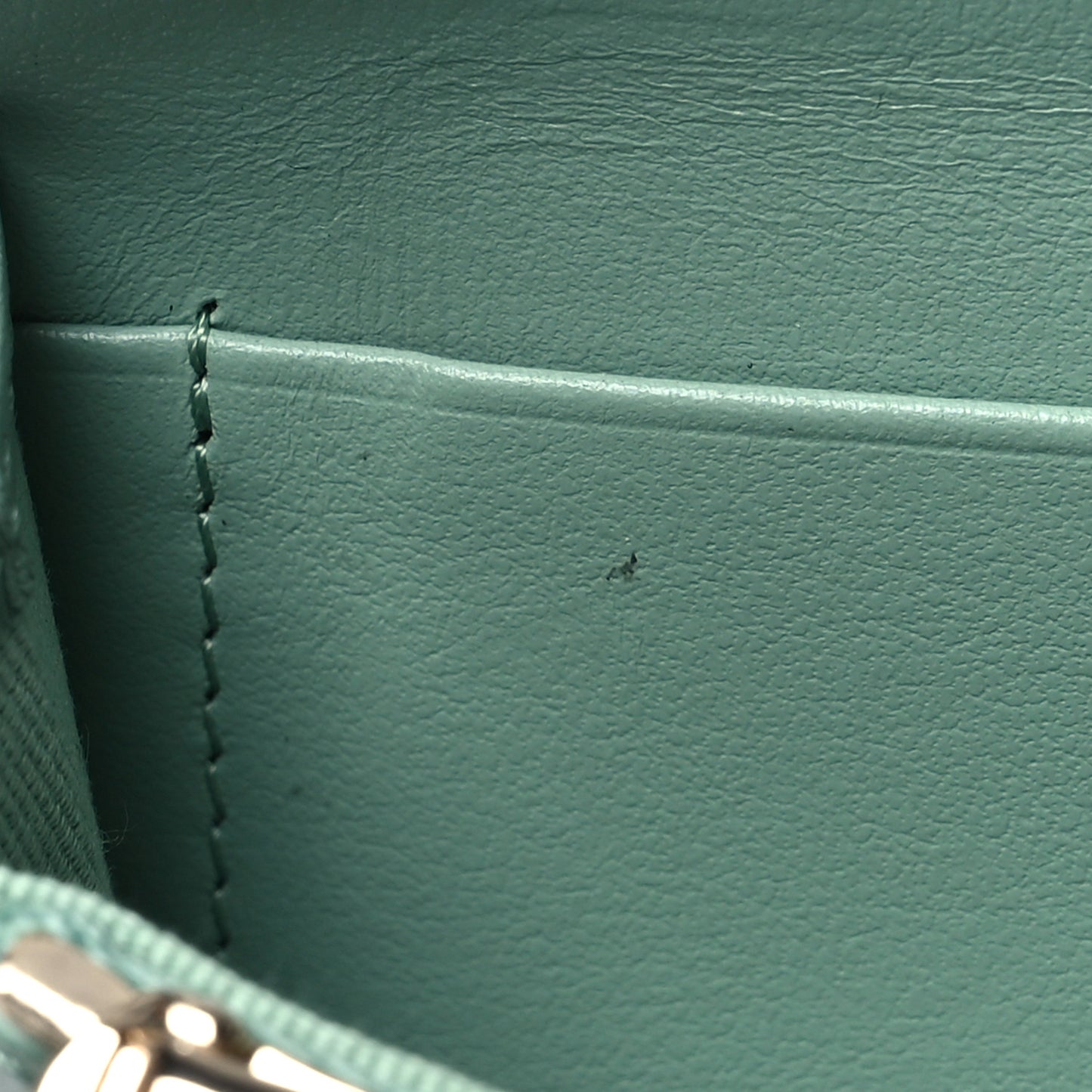 Caviar Quilted Zip Around Coin Purse Wallet Dark Green