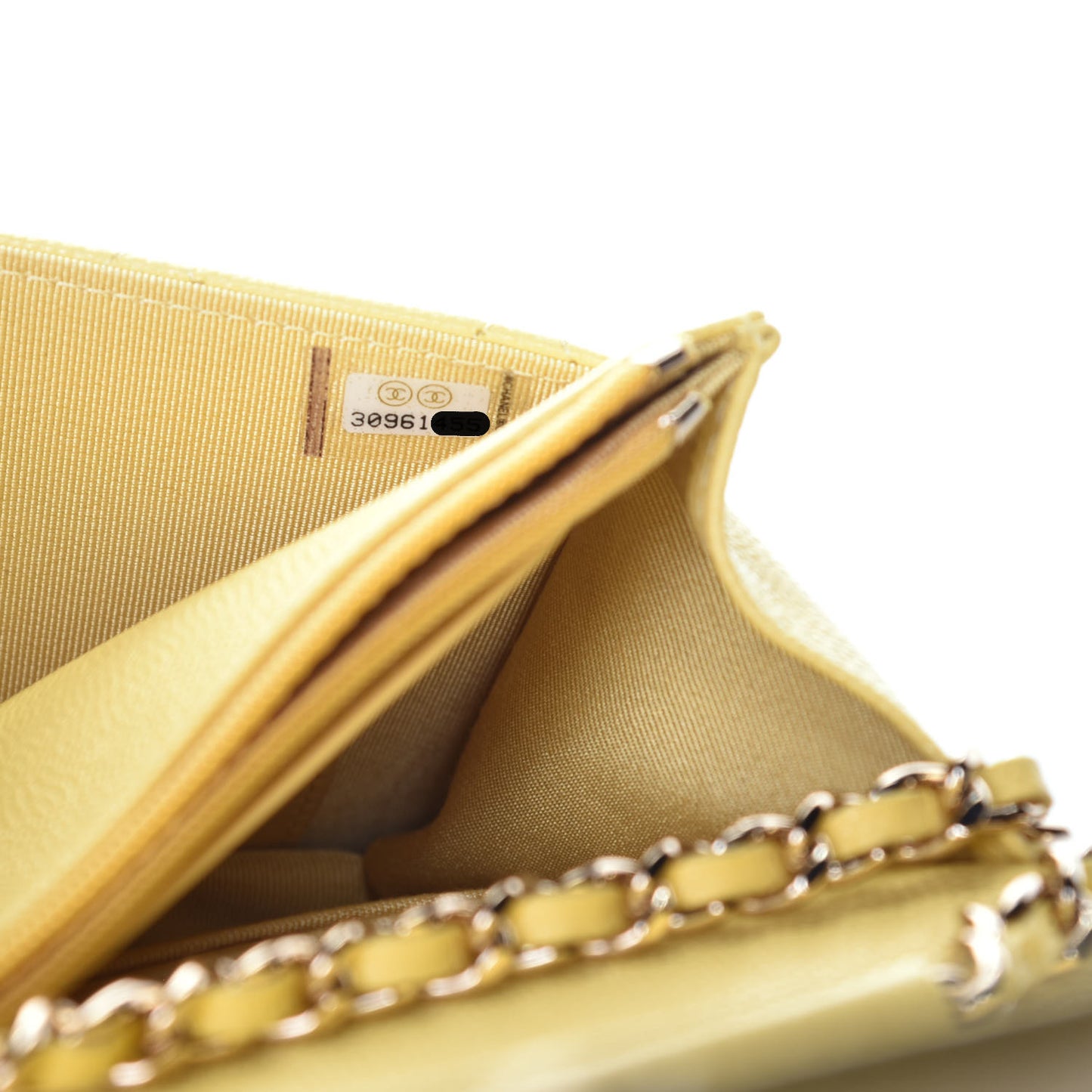 Caviar Quilted Wallet on Chain WOC Yellow