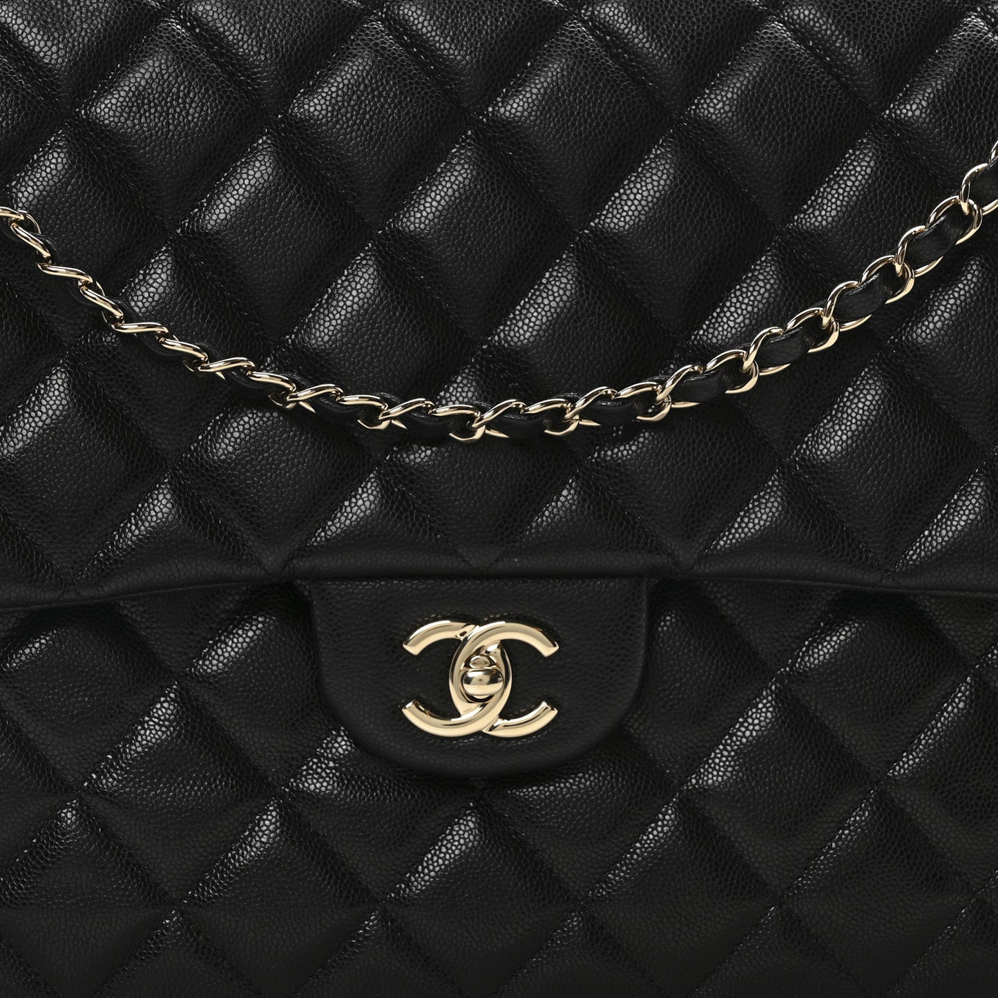 Caviar Quilted XXL Travel Flap Bag Black