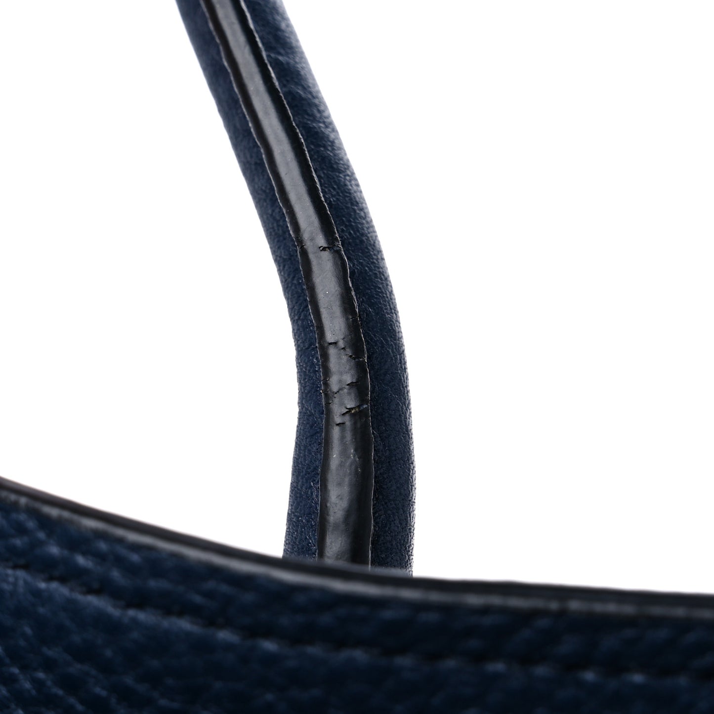 Vitello Daino Zip Shopping Tote Navy Blue