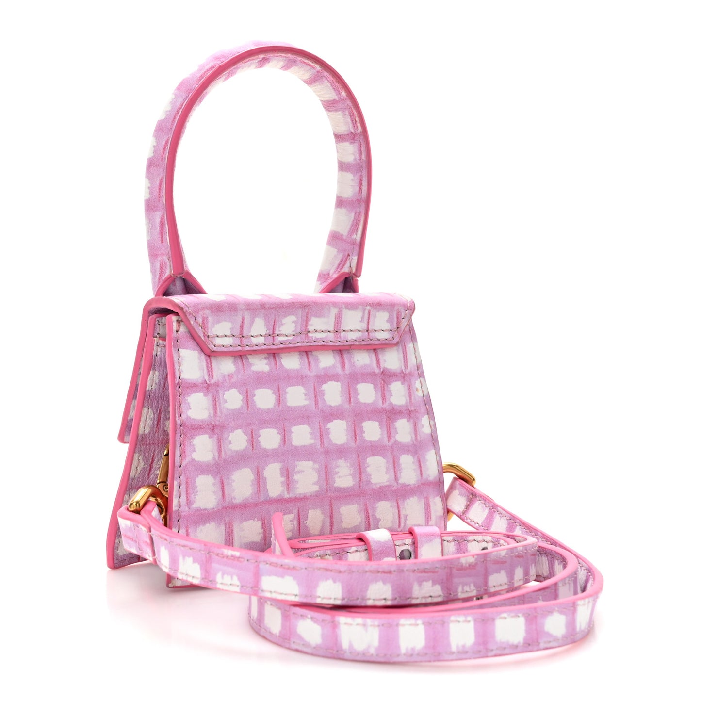 Smooth Calfskin Check Printed Le Chiquito Pink White