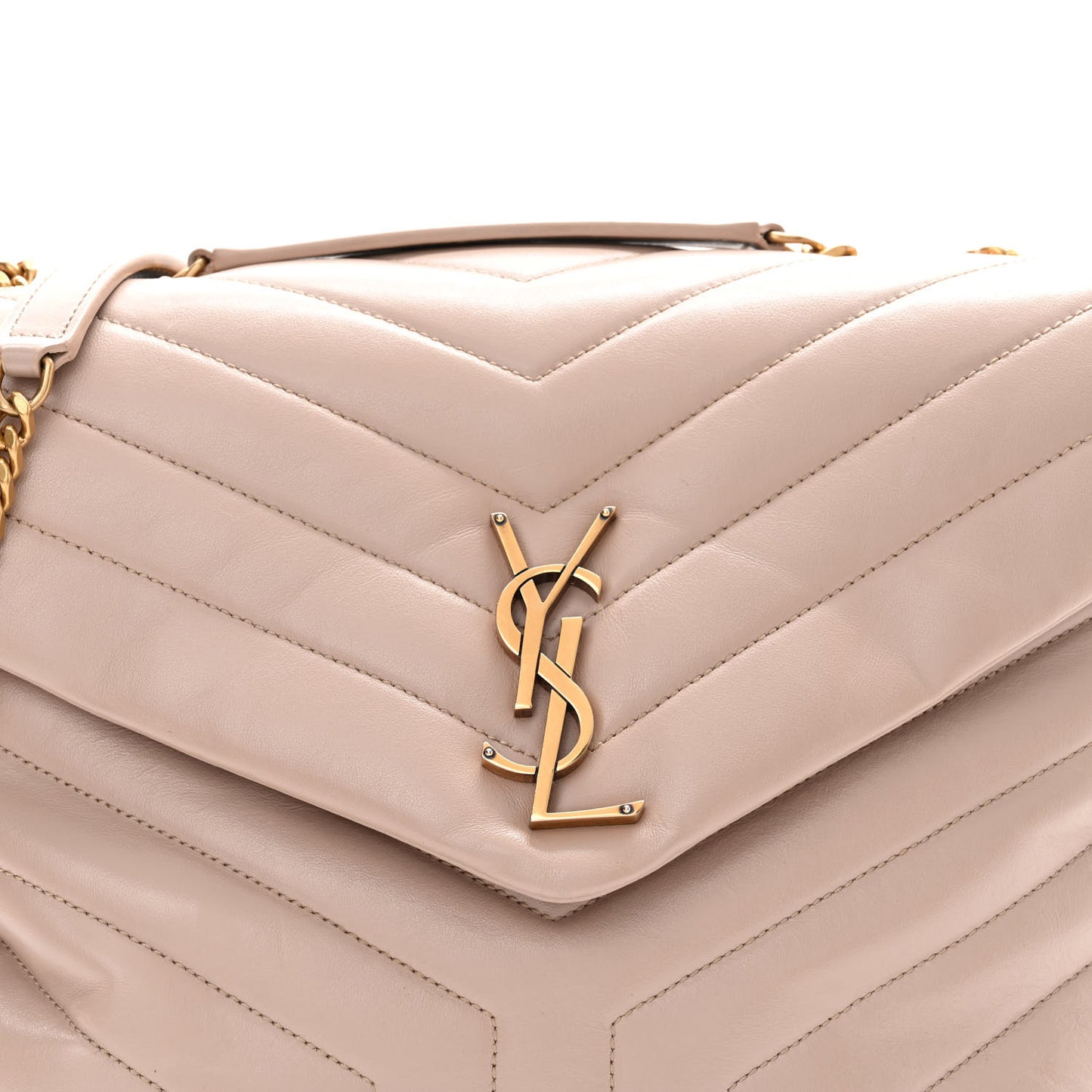 Calfskin Y Quilted Monogram Medium Loulou Chain Satchel Light Natural