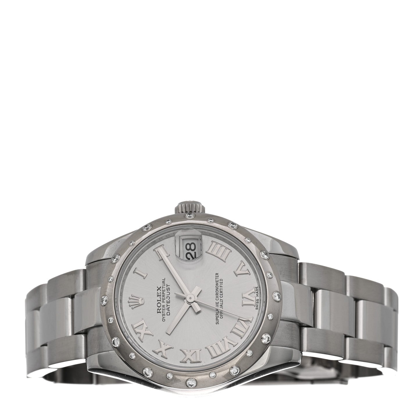 Stainless Steel 18K White Gold Diamond 31mm Oyster Perpetual Datejust Watch Silver Roman 178344