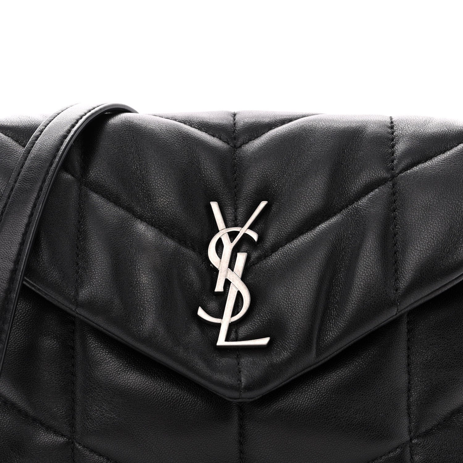 Saint Laurent Lambskin Quilted Toy Loulou Puffer Monogram Chain Satchel Black 8 of 10