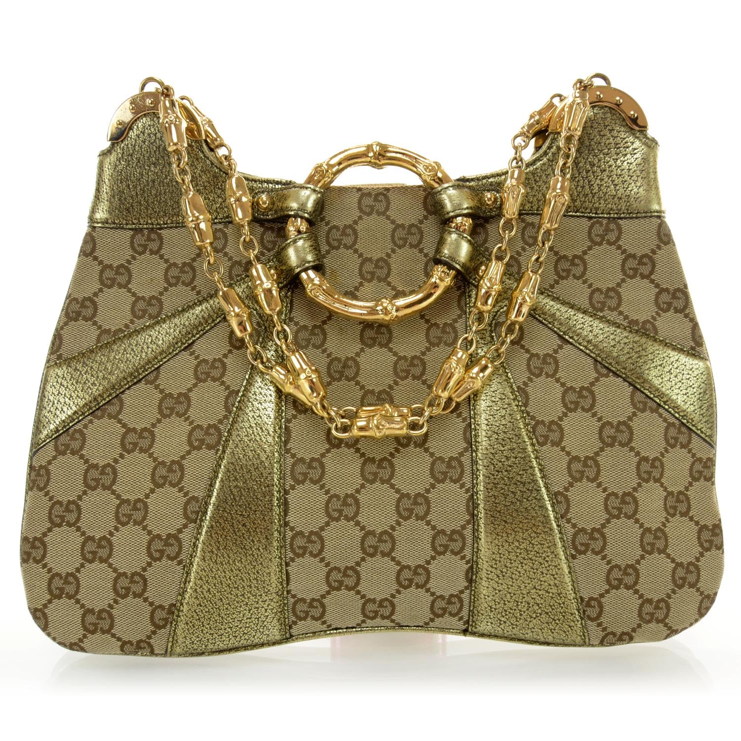 GUCCI ゴールド パーティーバッグ Gucci Metallic Textured Calfskin Crystal Small Dionysus Shoulder
