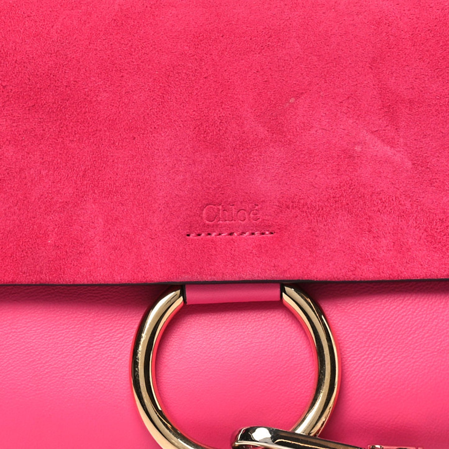 Suede Calfskin Small Faye Shoulder Bag Fuchsia Rose