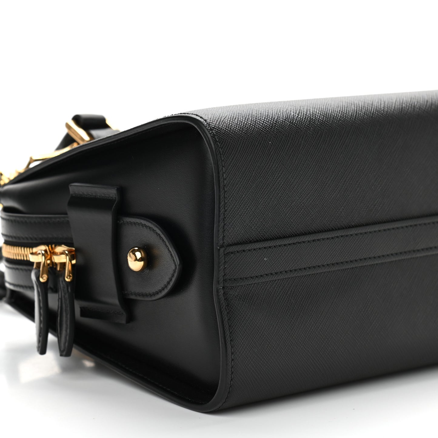 Saffiano Soft Calfskin Double Handle Satchel Black