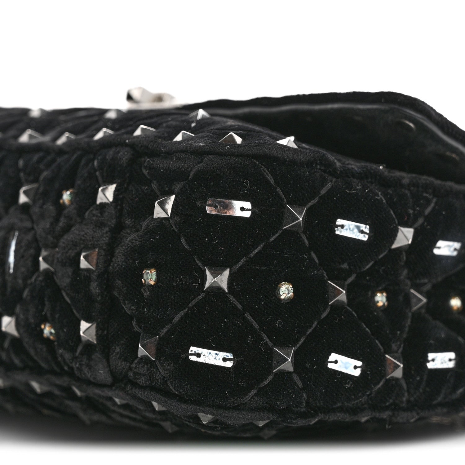 Valentino Garavani Velvet Small Rockstud Spike Embellished Shoulder Bag Black 10 of 15