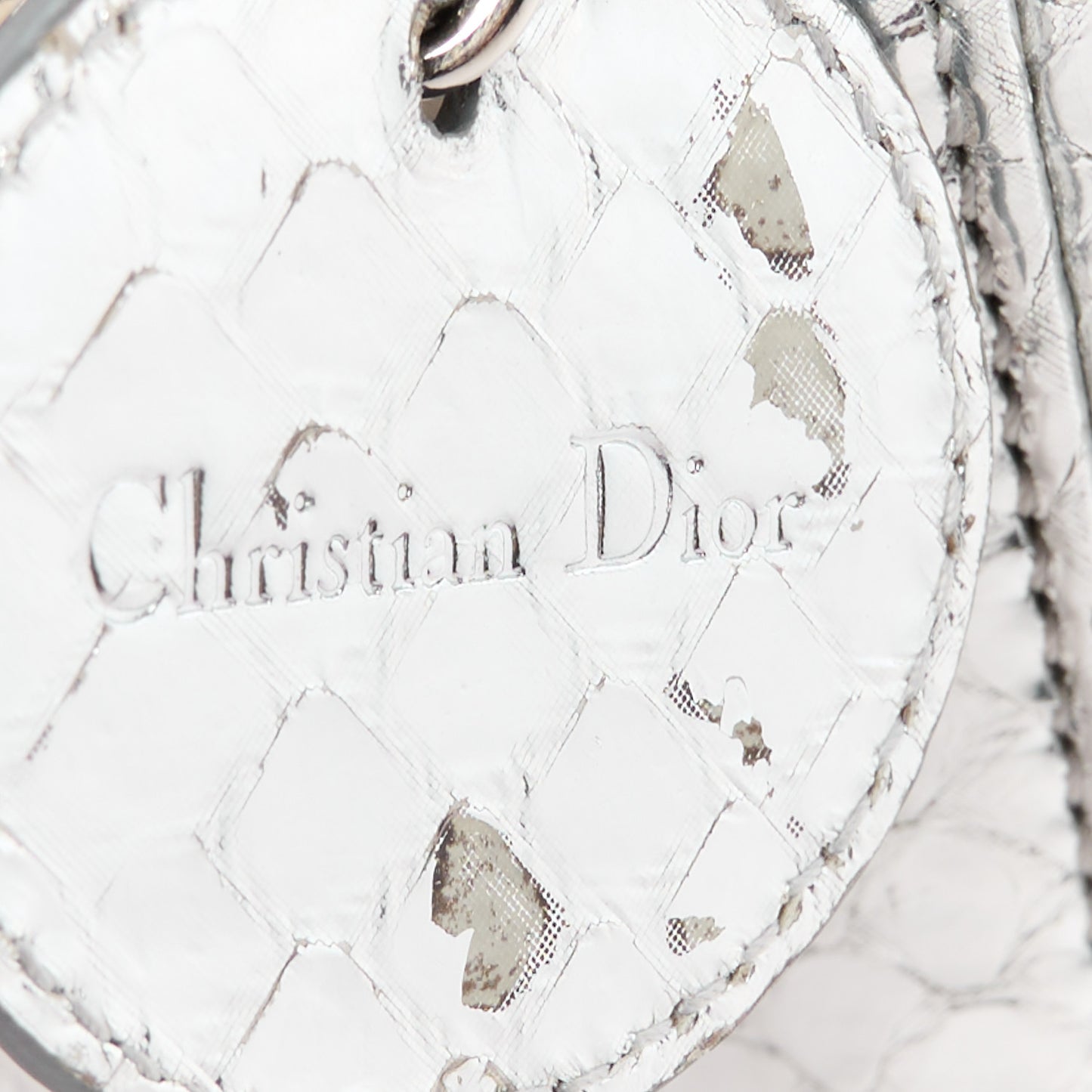 Metallic Snakeskin Mini Lady Dior Silver