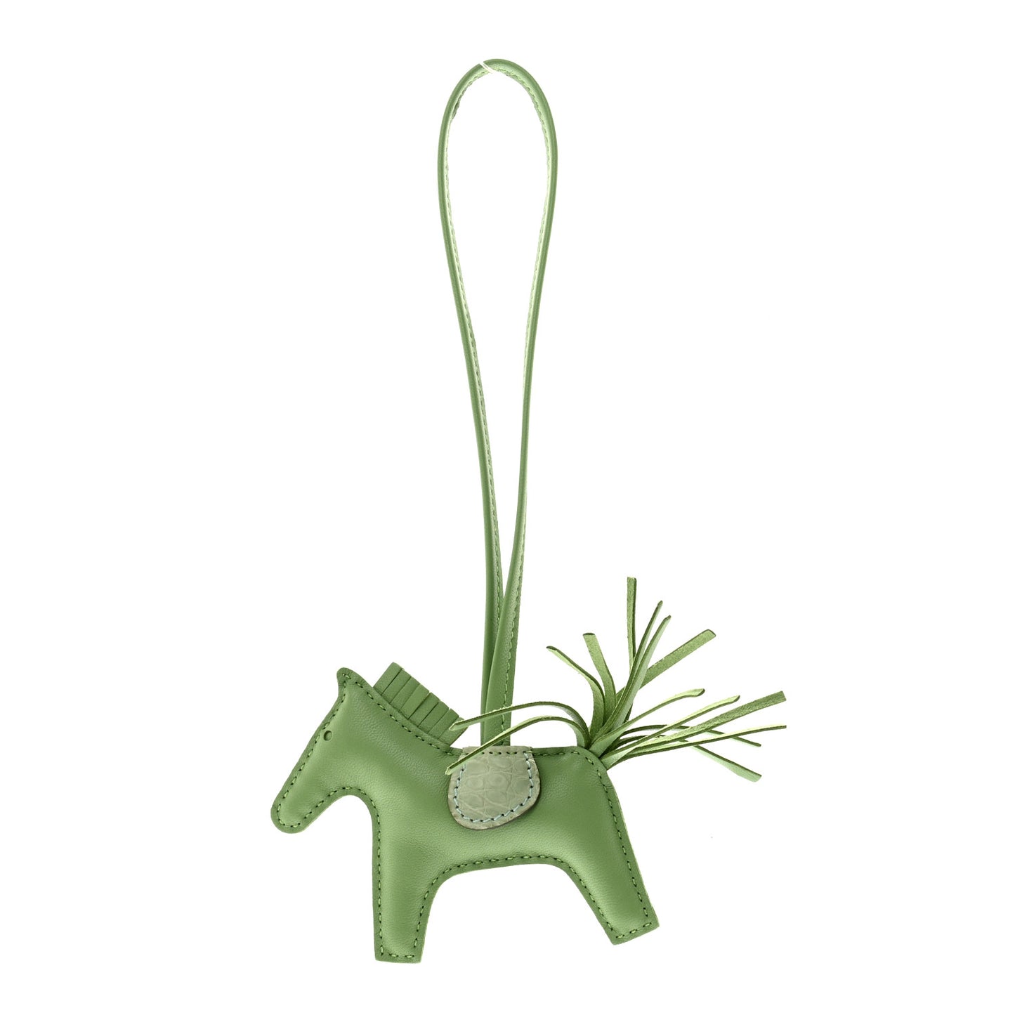 Milo Lambskin Matte Alligator Touch Grigri Rodeo Horse Bag Charm PM Vert Criquet Vert D'eau