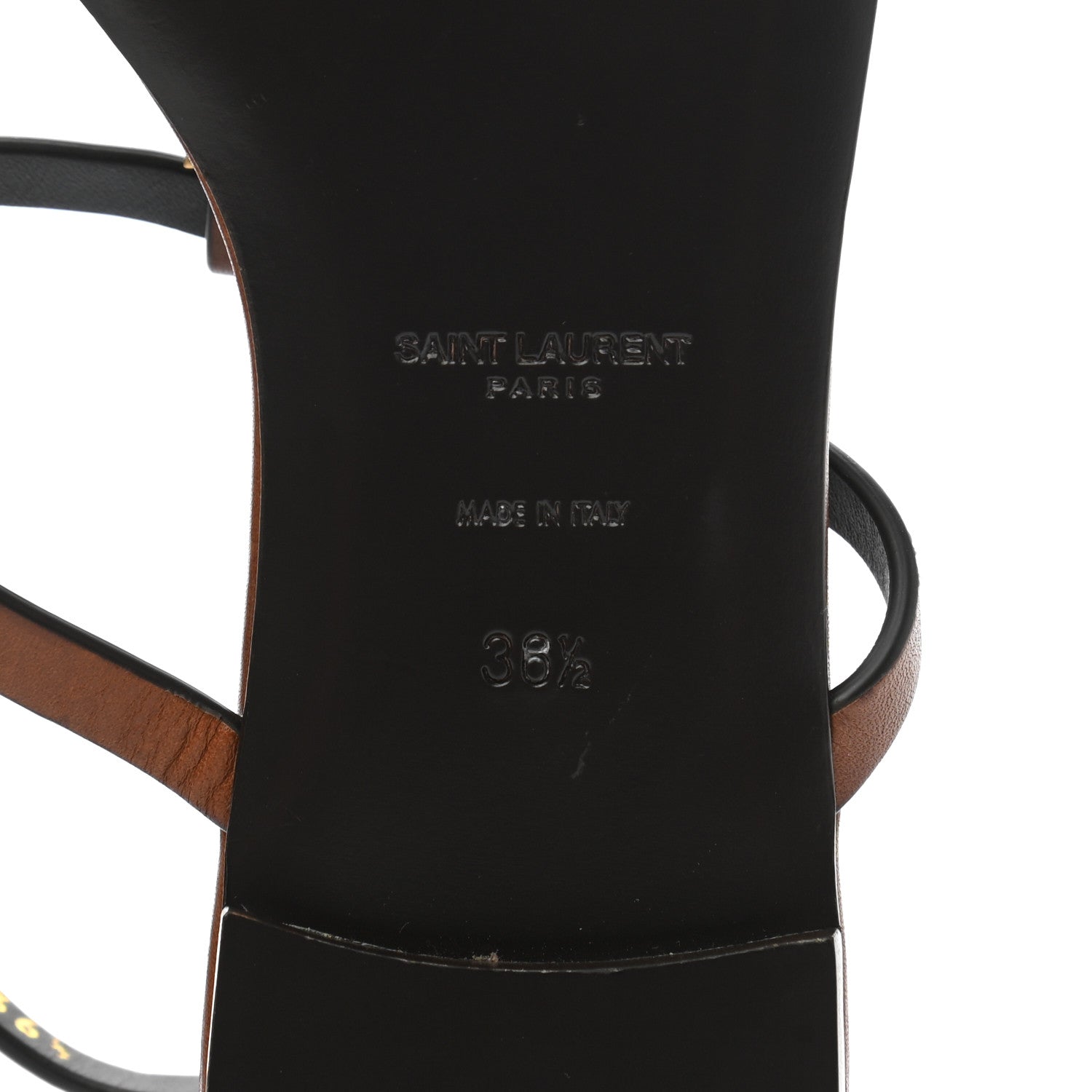 Saint Laurent Calfskin Cassandra Monogram Sandals 36.5 Brown 8 of 8
