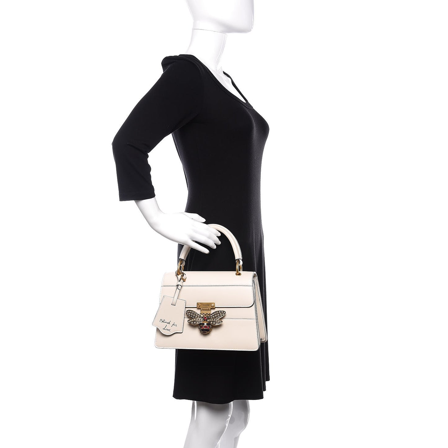 Calfskin Sylvie Web Small Queen Margaret Top Handle Bag White