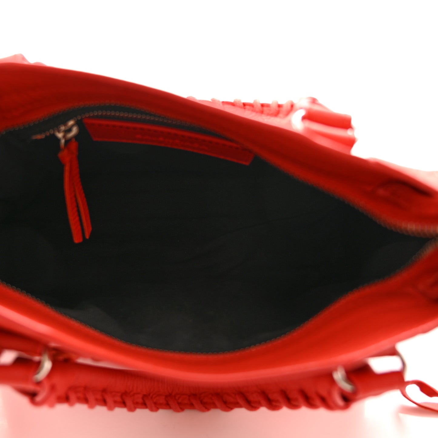 Matte Goatskin Rubber Covered Classic Hardware Mini City Rouge Coquelicot Rouge Braise
