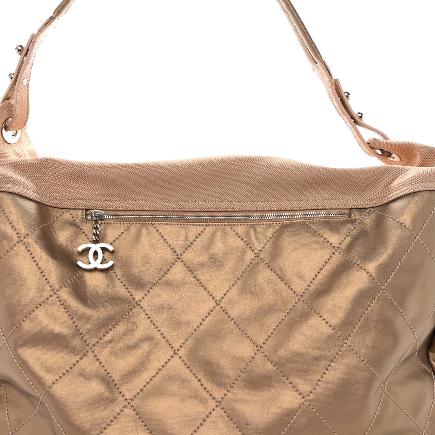 Metallic Coated Canvas Paris Biarritz XL Travel Bag Gold