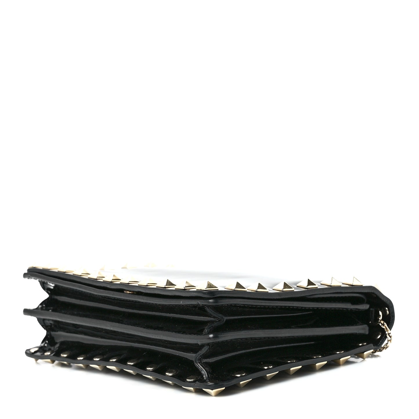 Patent Rockstud Wallet On Chain Black