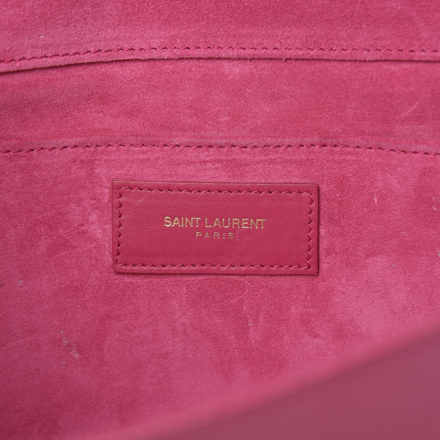 Calfskin Classic Y Ligne Clutch Fuchsia