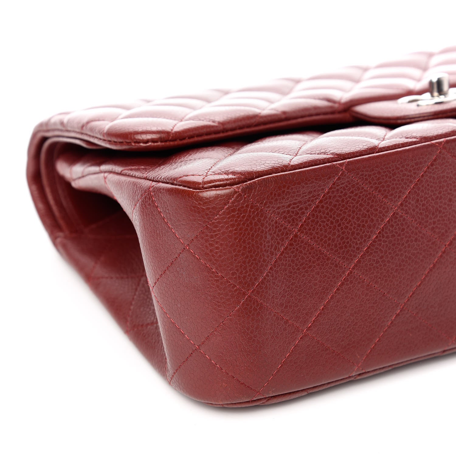 Chanel Caviar Quilted Jumbo Double Flap Dark Red 8 of 10