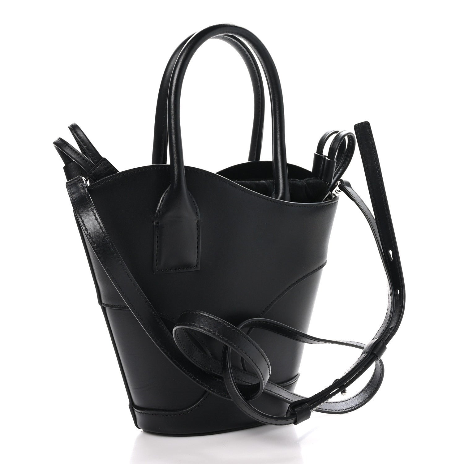 Salvatore Ferragamo Calfskin Cut Out Mini Tote Black 2 of 9