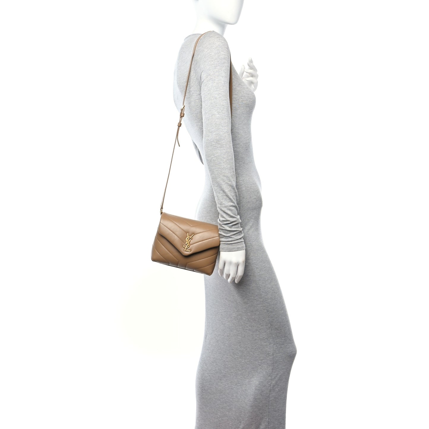 Calfskin Y Quilted Monogram Toy Loulou Crossbody Bag Latte