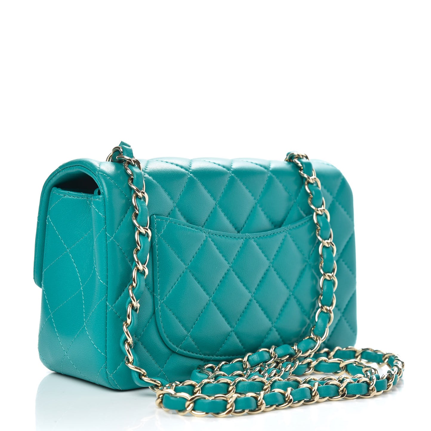 Lambskin Quilted Mini Rectangular Flap Green
