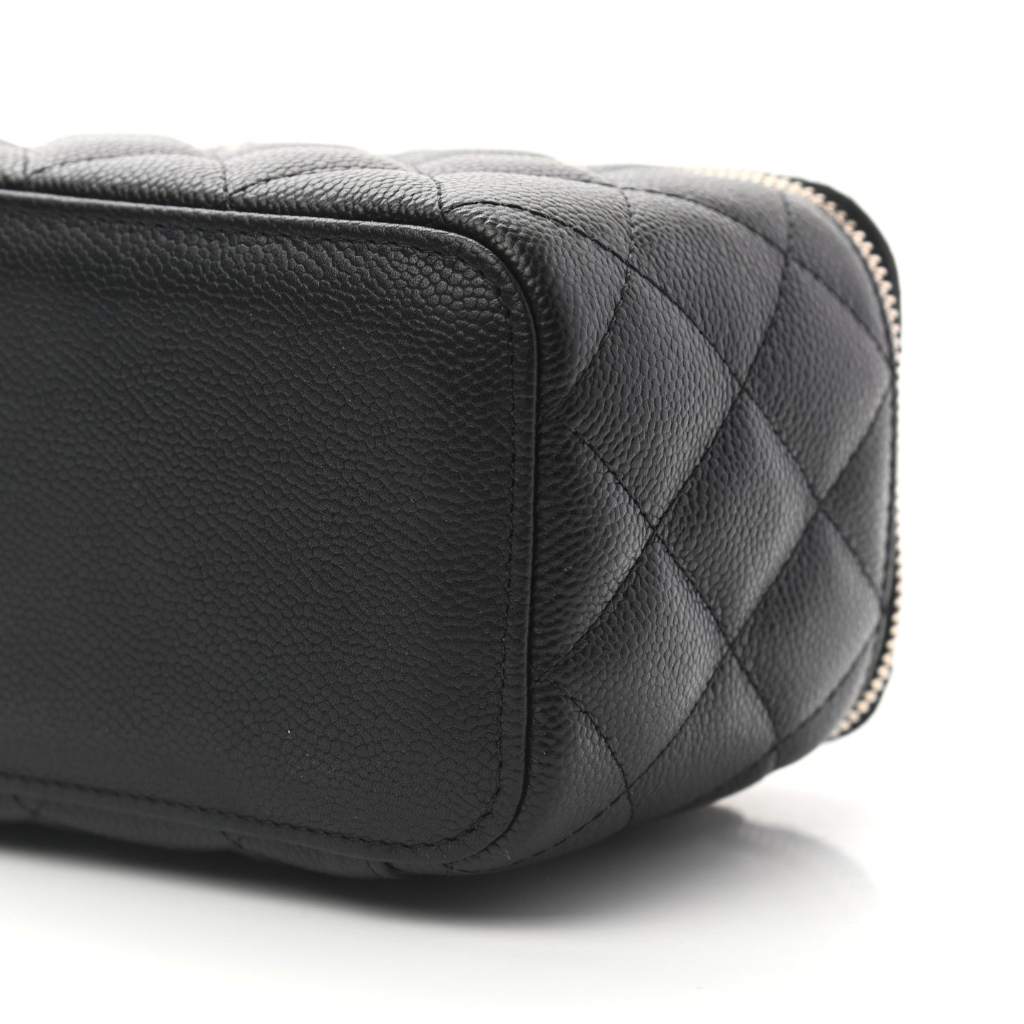 Caviar Quilted Small Tiny CC Vanity Case With Chain Black