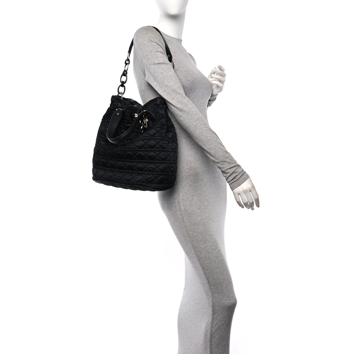 Nylon Cannage Charming Lock Tote Black