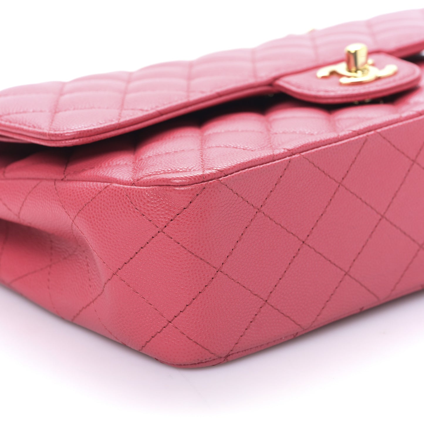 Caviar Quilted Medium Double Flap Dark Pink