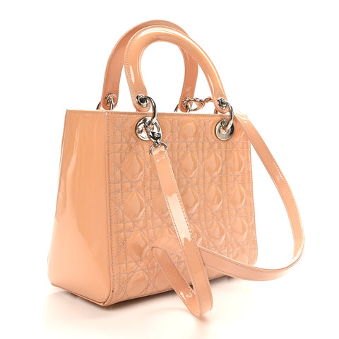 Patent Cannage Medium Lady Dior Rose Clair