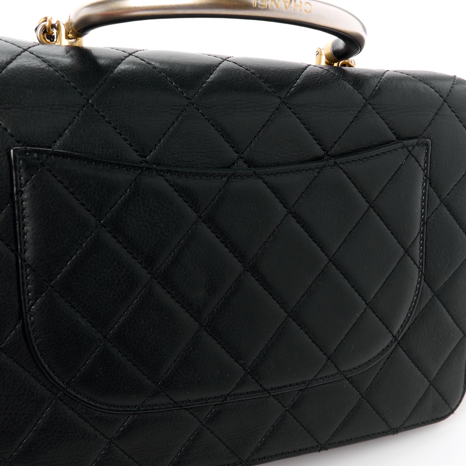Chanel Calfskin Quilted Metal Top Handle Envelope Flap Black 16 of 16
