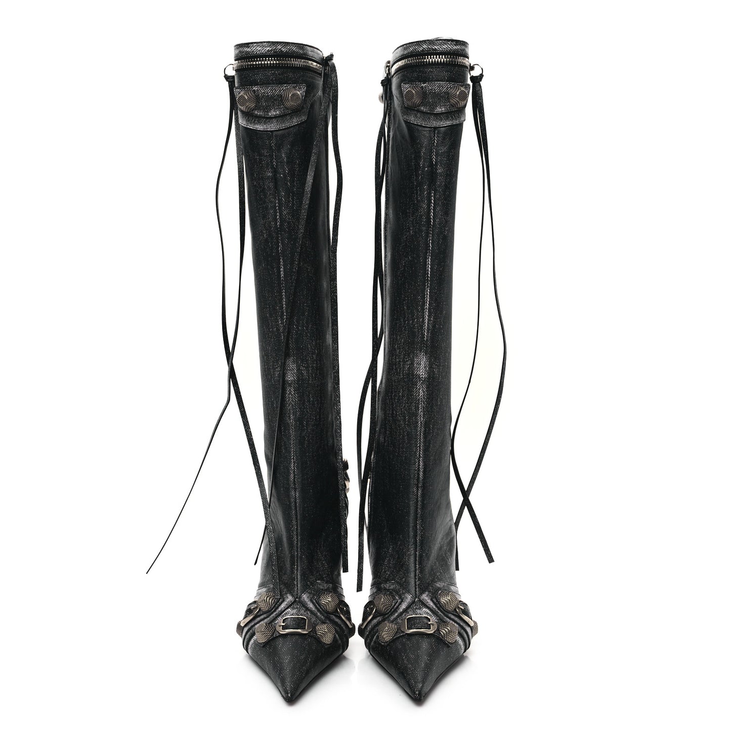 Nappa Denim Printed Cagole 90mm Boots 37 Black