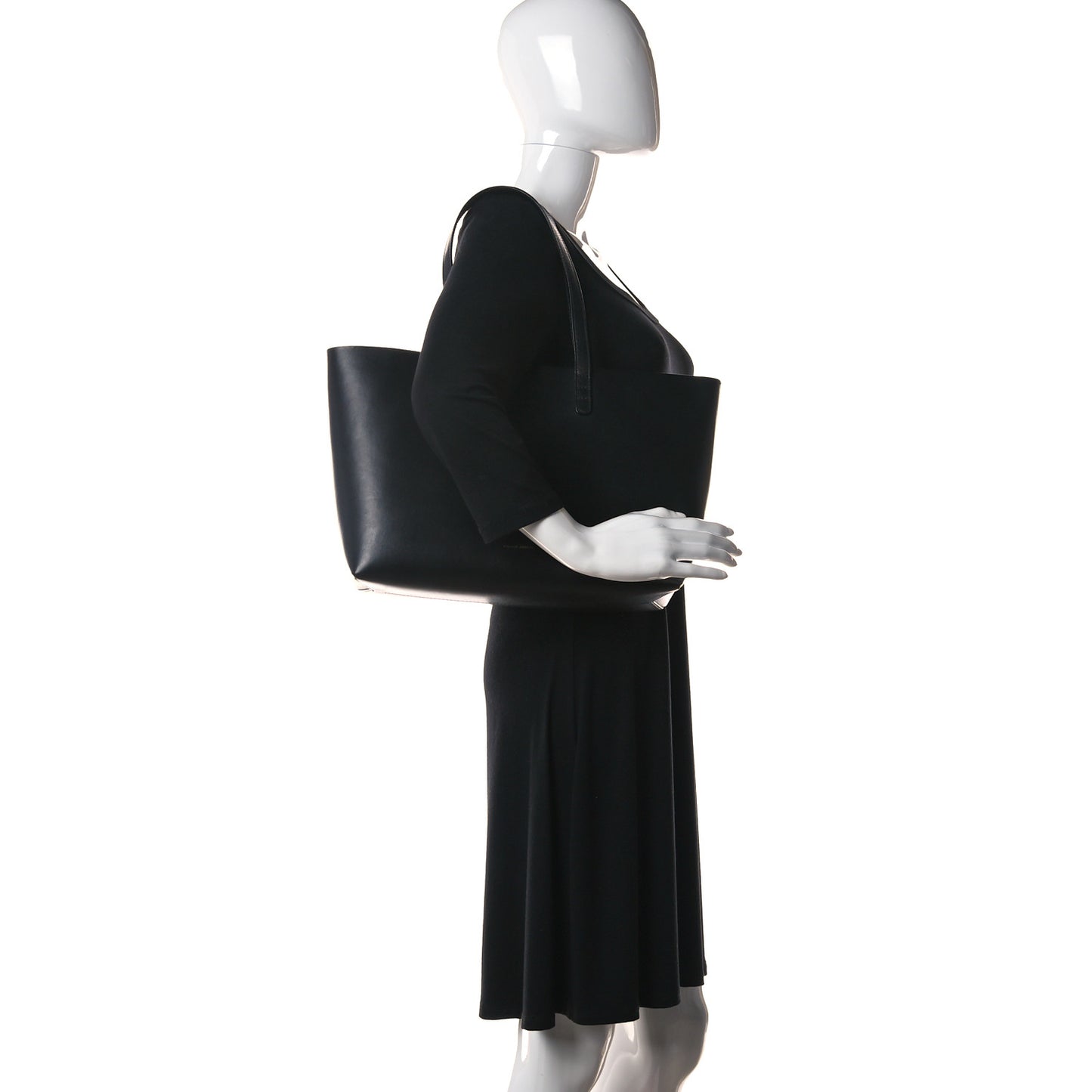 Calfskin Small Shopping Tote Black Gold
