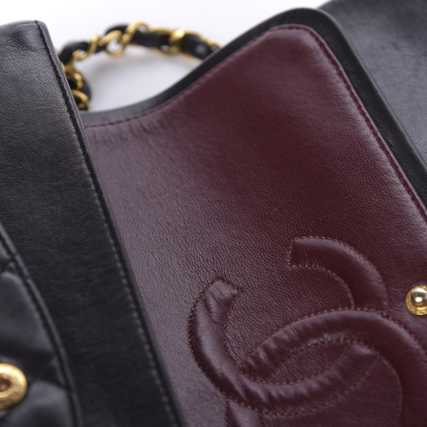 Lambskin Quilted Medium Double Flap Black