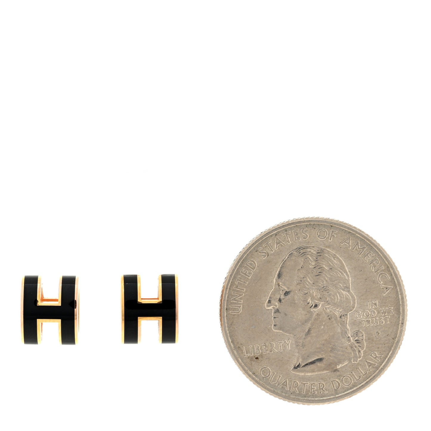 Rose Gold Lacquered Mini Pop H Earrings Black