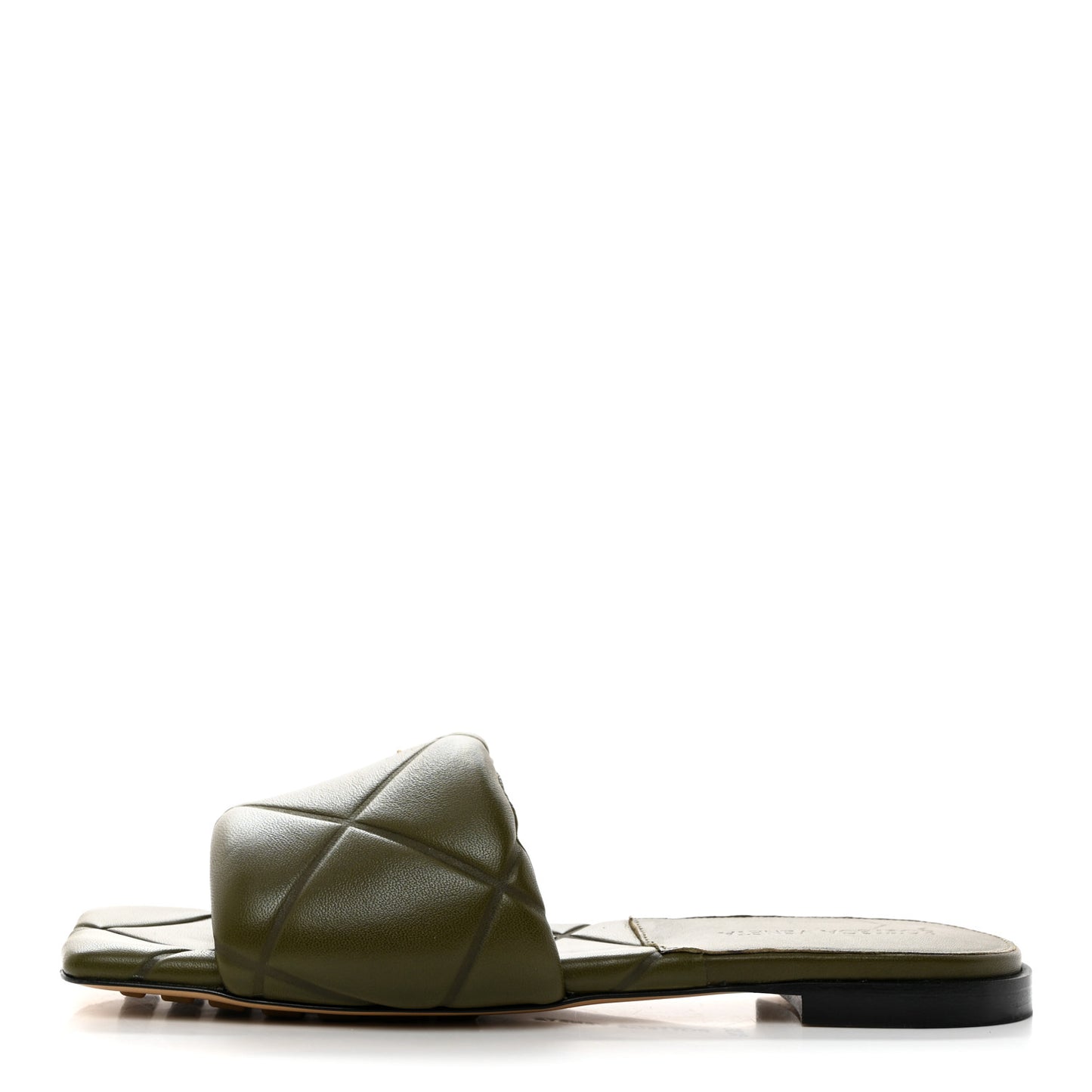 Nappa Quilted Rubber Lido Flat Sandals 36.5 Khaki