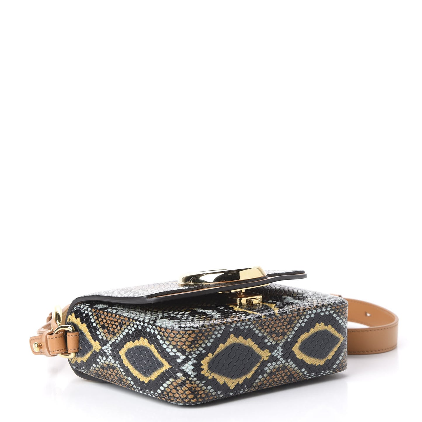 Calfskin Python Embossed Mini C Double Carry Faded Blue