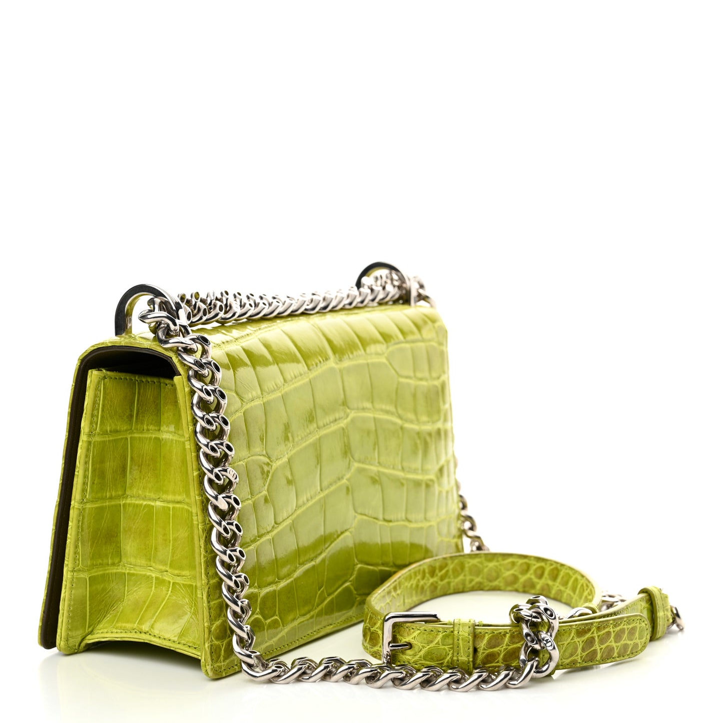 Crocodile Medium Diorama Flap Bag Green