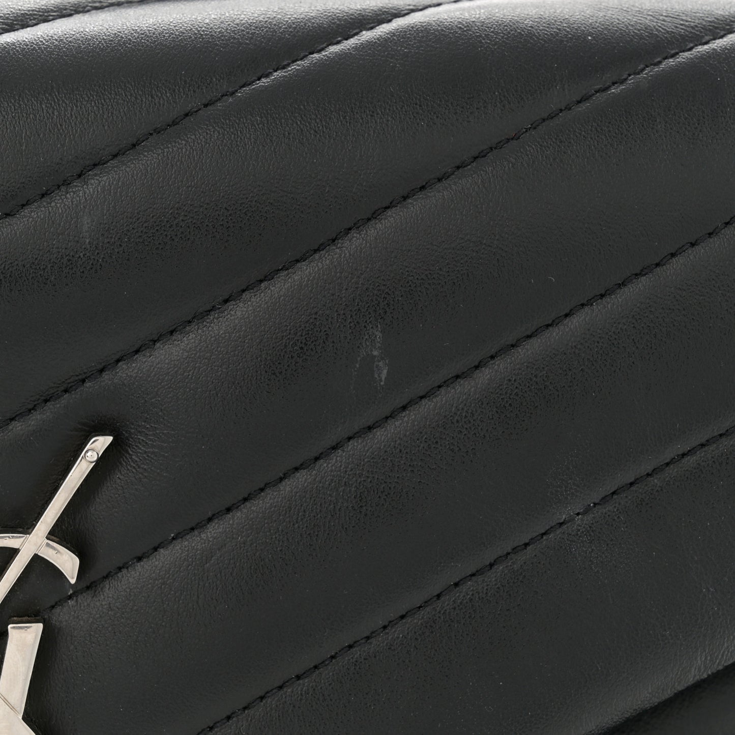 Calfskin Y Quilted Monogram Medium Loulou Chain Satchel Black