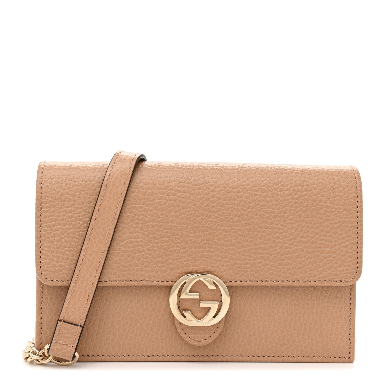 Gucci Dollar Calfskin Interlocking G Chain Wallet Camelia 1 of 10