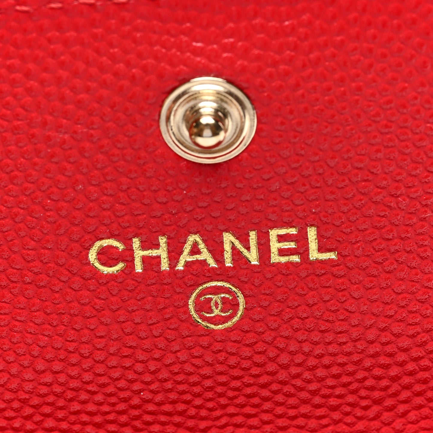 Caviar Quilted Crystal Enamel CC Card Holder Red