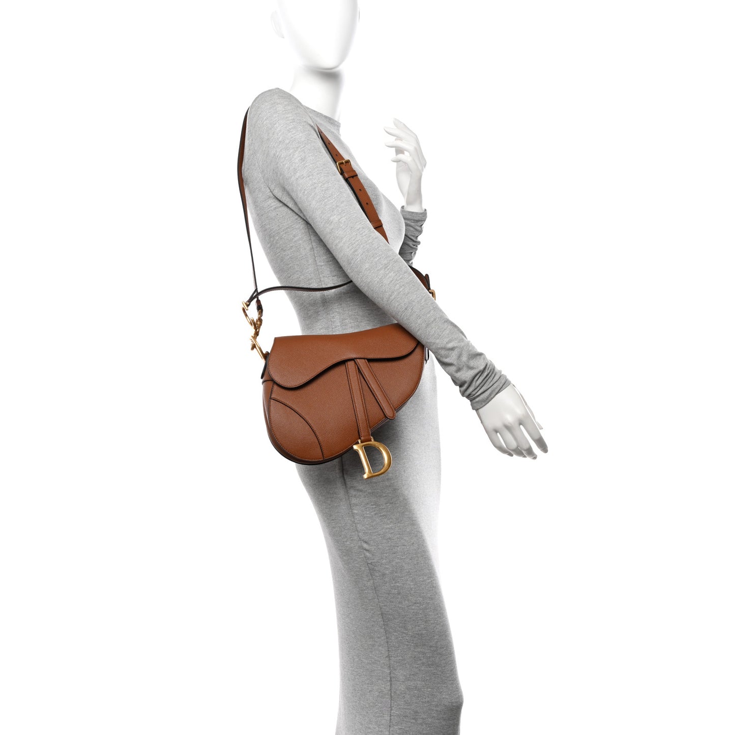 Grained Calfskin Saddle Bag With Strap Golden Saddle