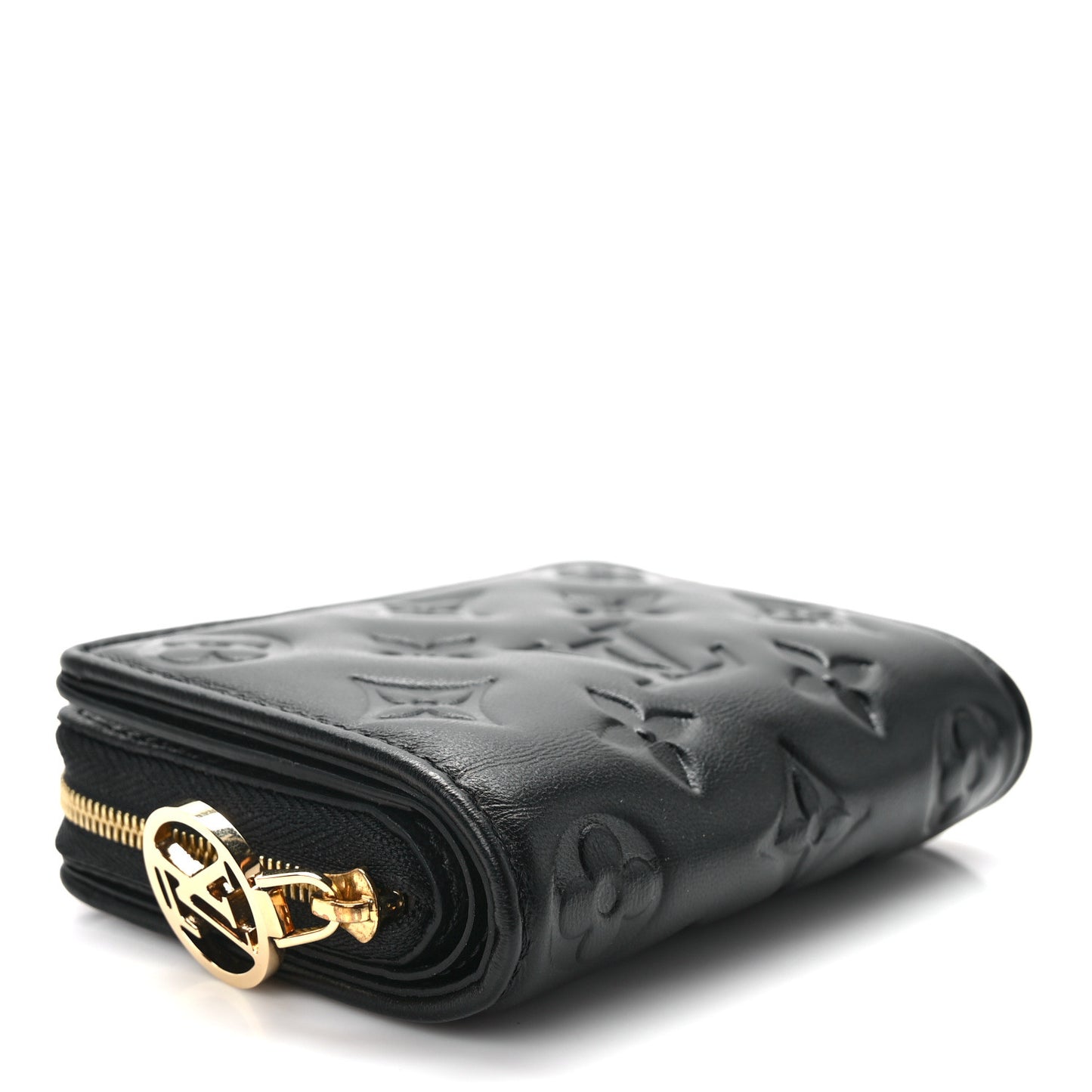 Lambskin Embossed Monogram Lou Coussin Wallet Black