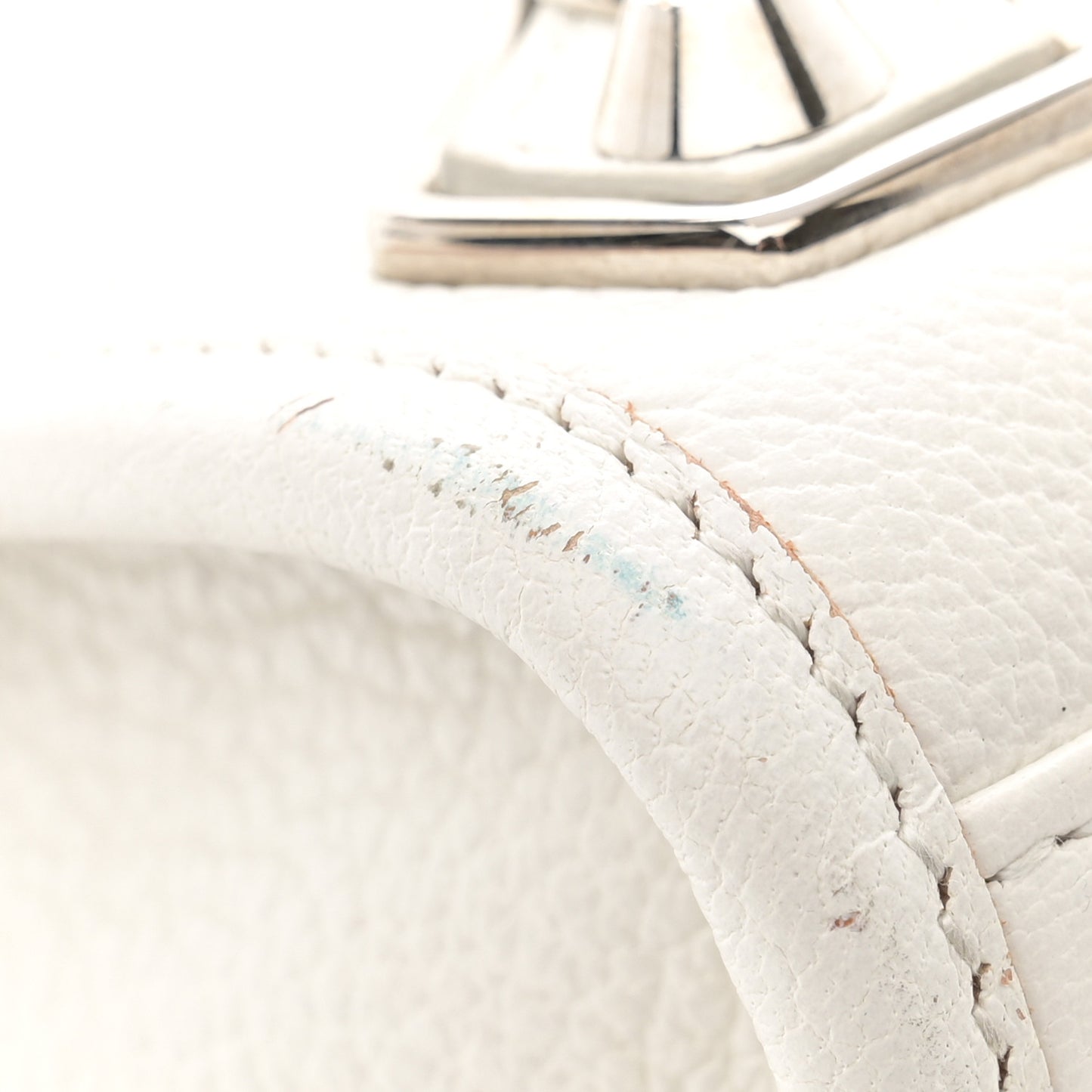 Chevre Silver Metallic Edge Hardware S City White