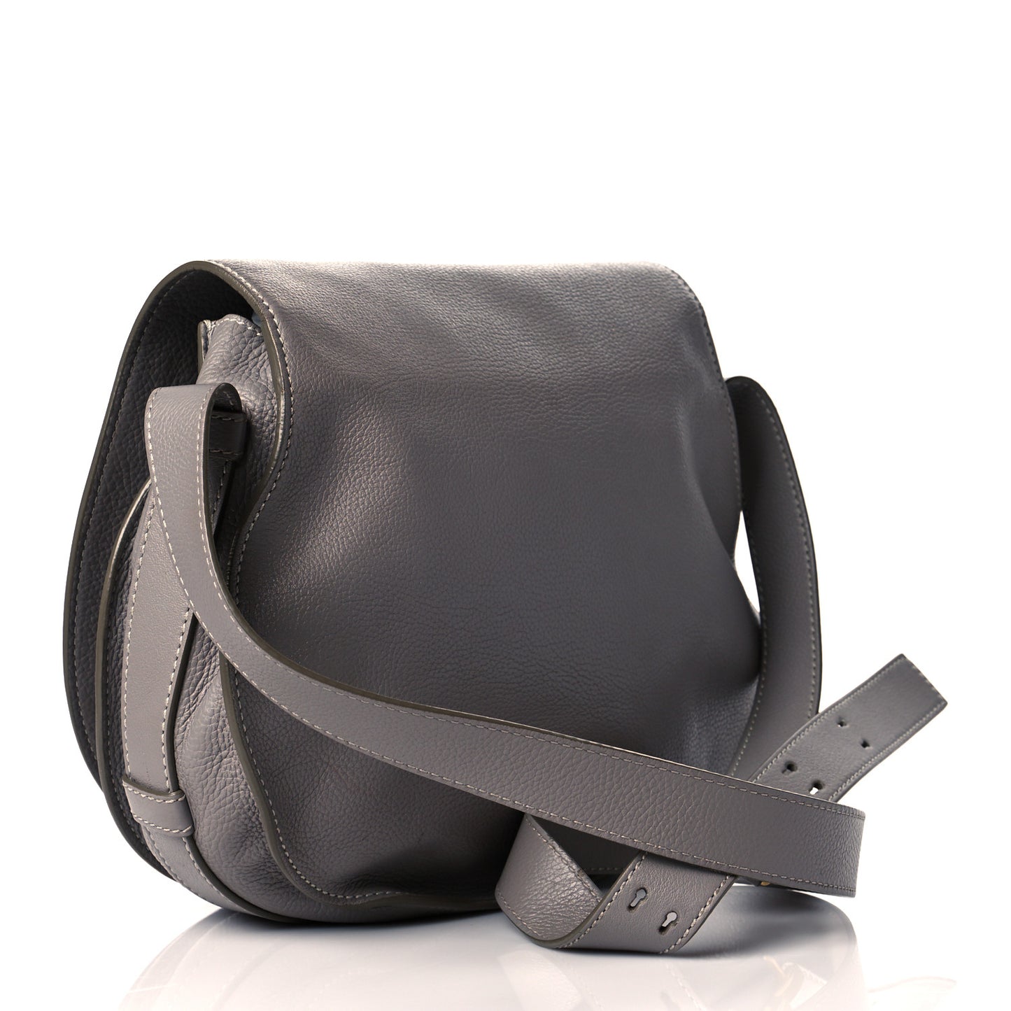 Calfskin Medium Marcie Round Crossbody Bag Cashmere Grey