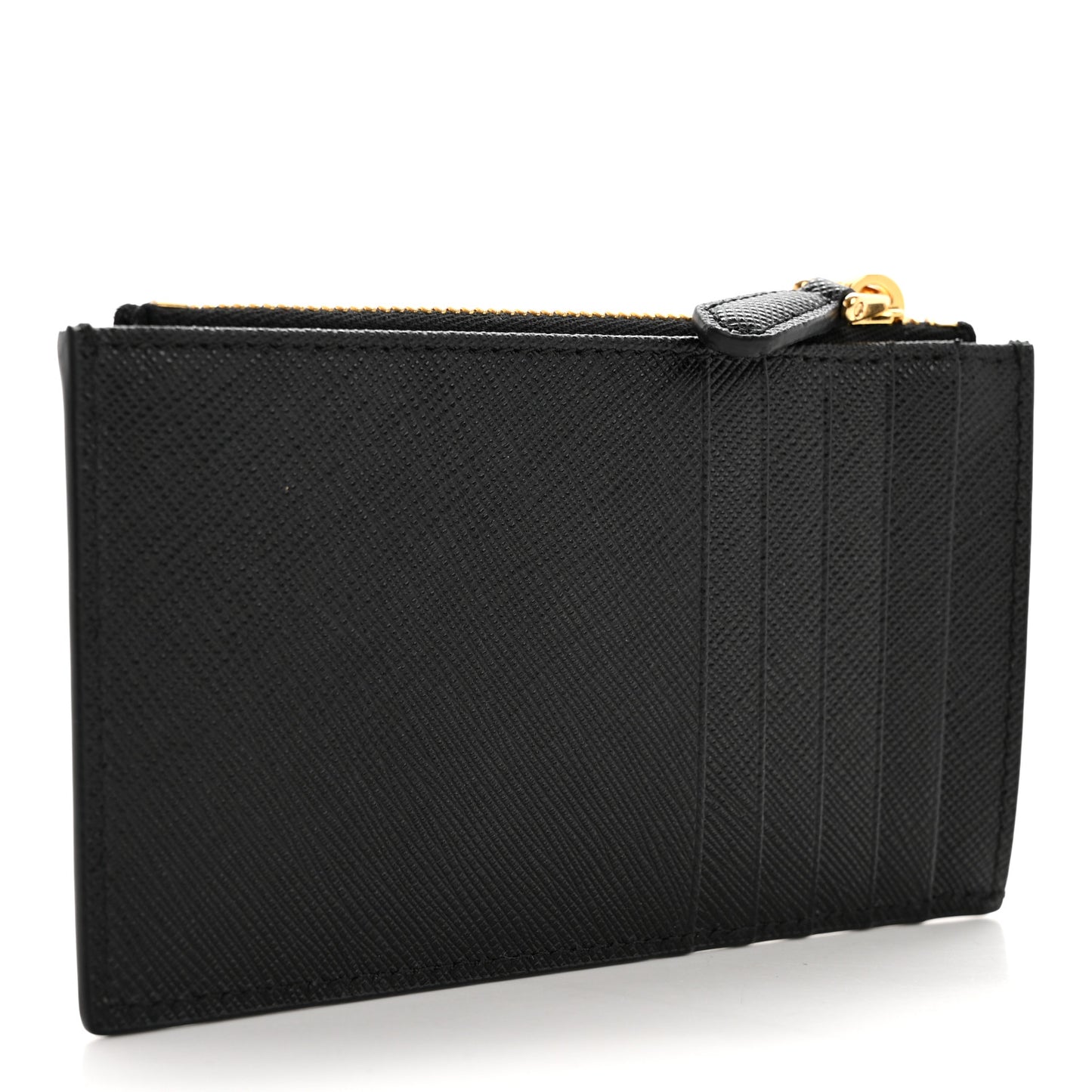 Saffiano Triangle Zip Card Holder Black