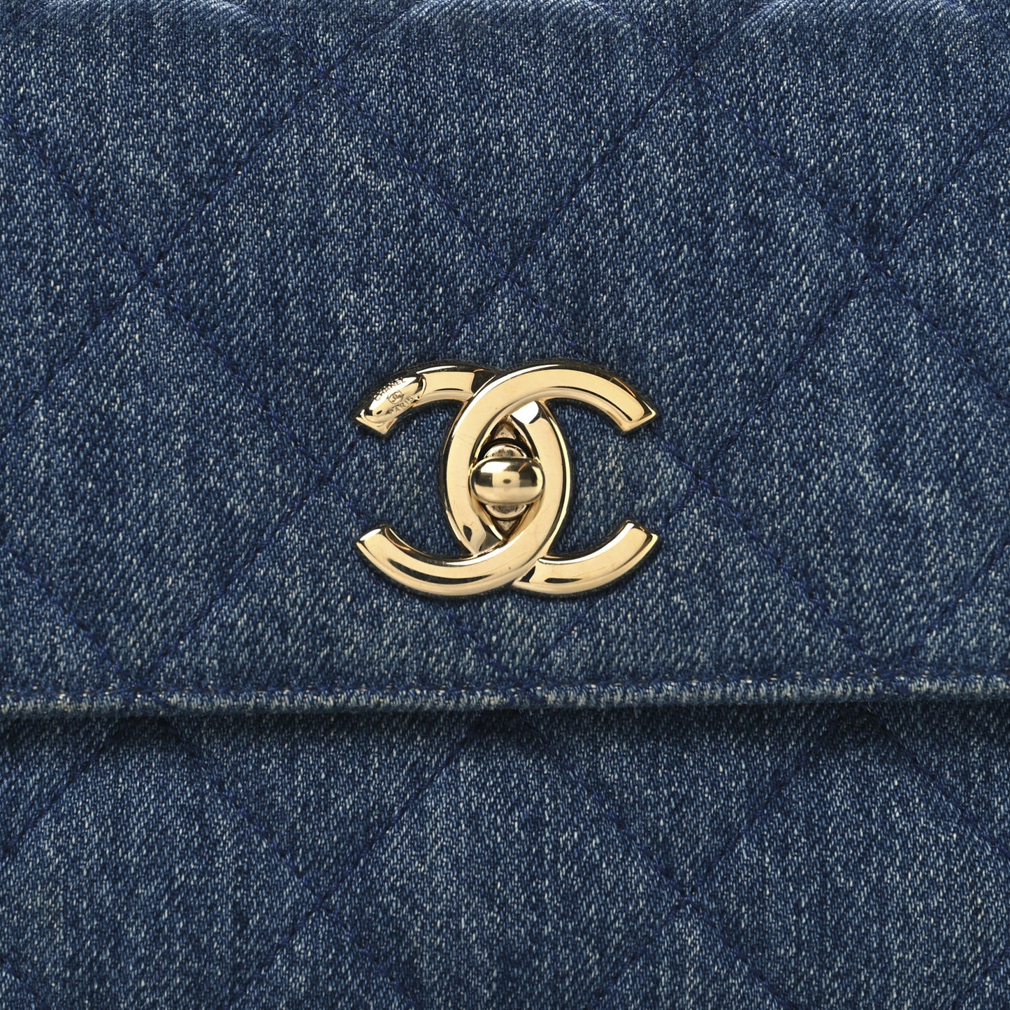 Denim Quilted Small Trendy CC Flap Dual Handle Bag Blue