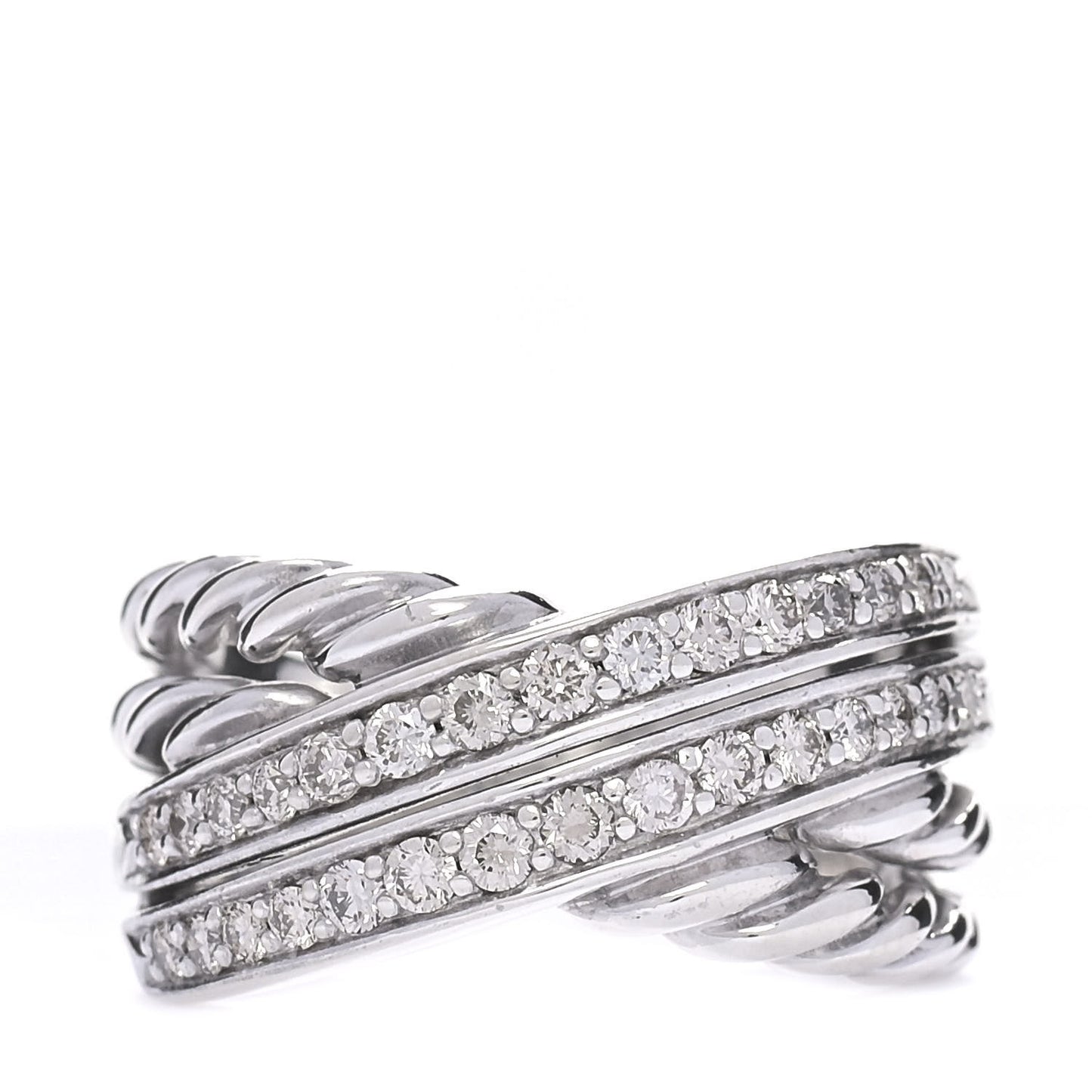 Sterling Silver Diamond 11mm Crossover Ring 52 6