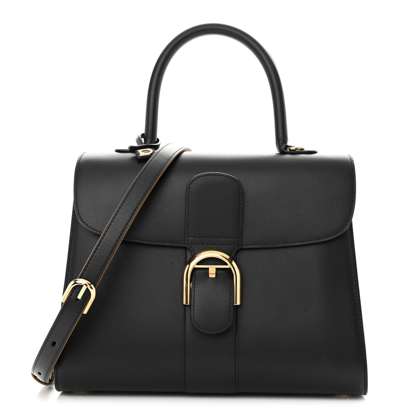 Box Calfskin MM Brillant Satchel Black Gold