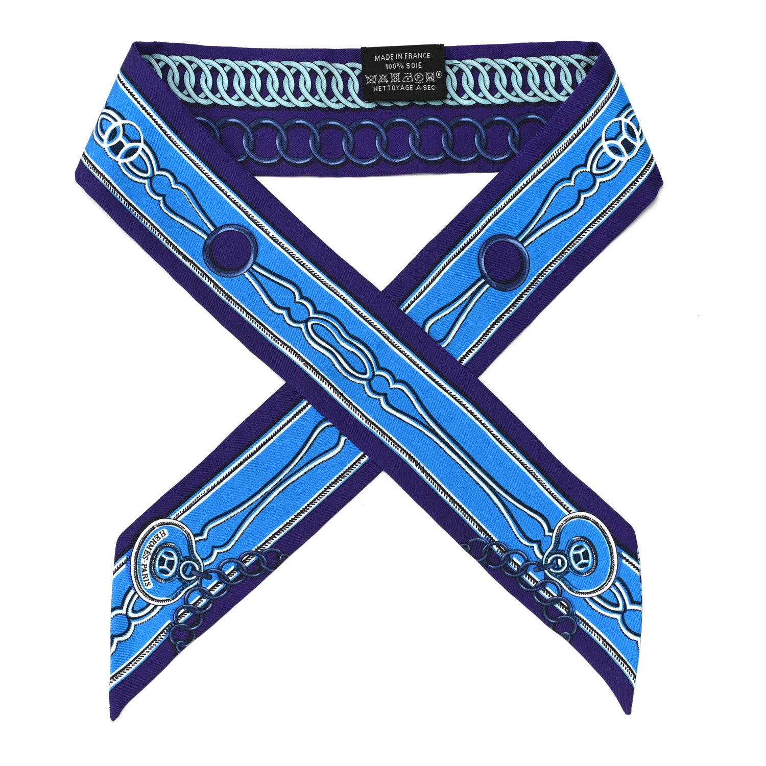HERMES シルクリボン パープル Hermes Silk Maillons Twilly Ultra Violet Cobalt 974013 – FASHIONPHILE