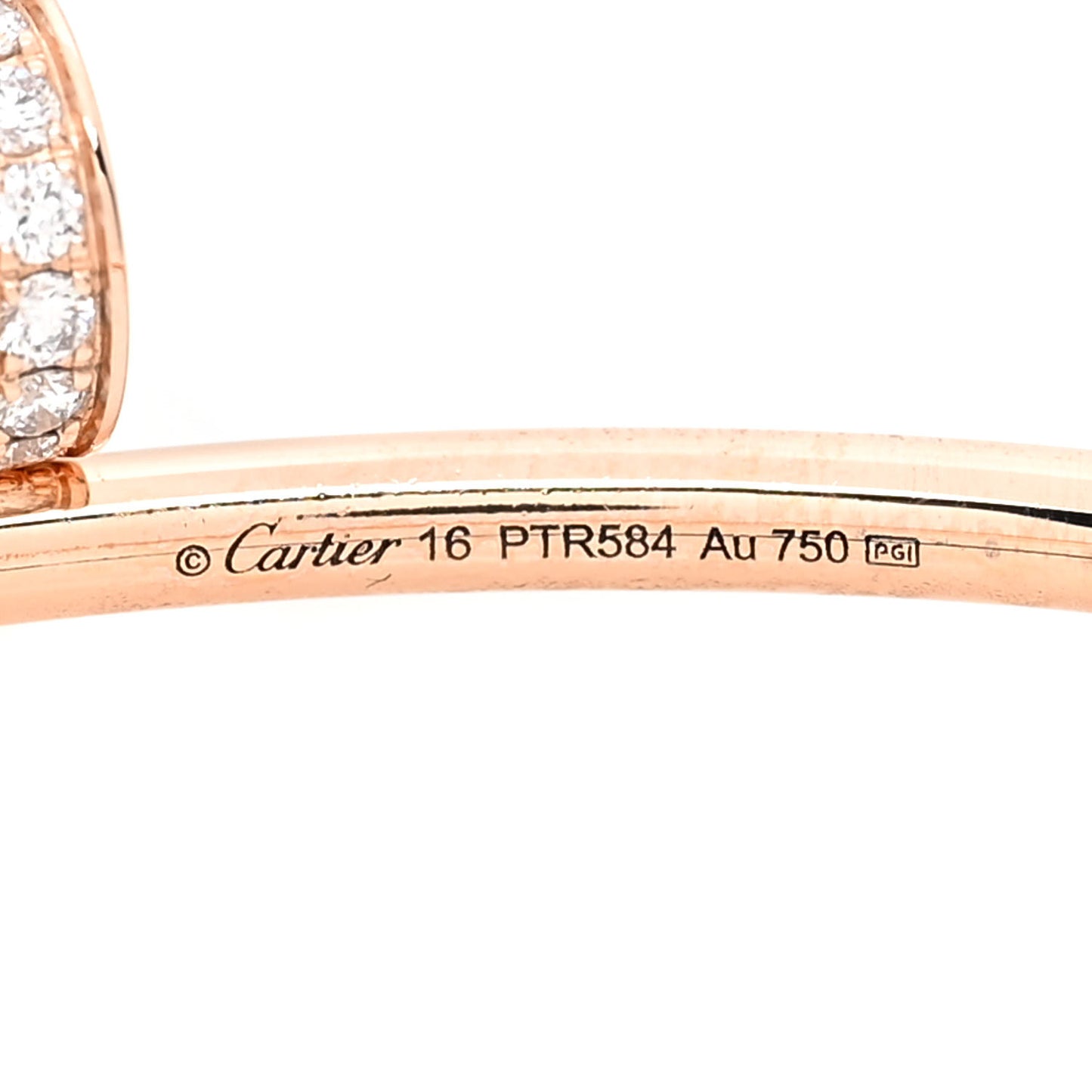 18K Pink Gold Diamond Small Juste Un Clou Bracelet 16