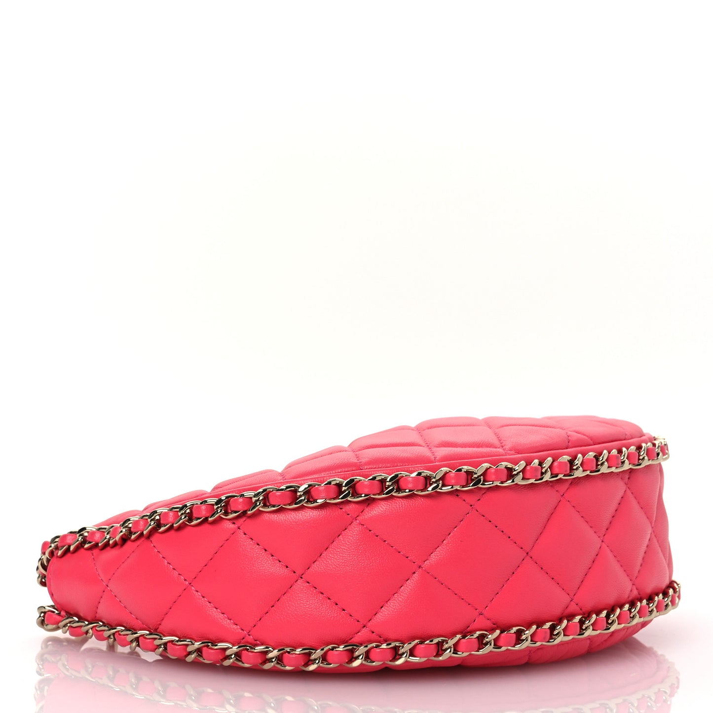 Lambskin Quilted Chain Around Hobo Pink